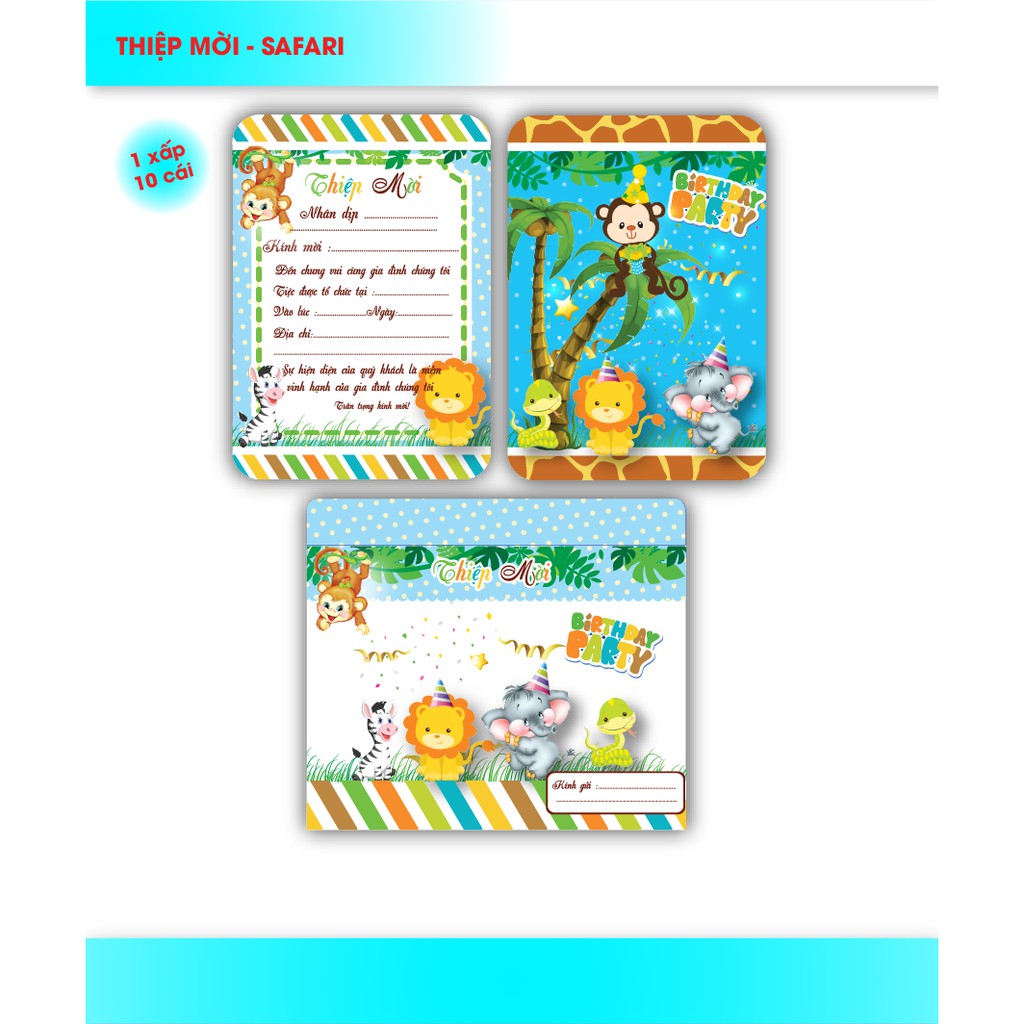 THIỆP MỜI SINH NHẬT MẪU BÉ TRAI - SET 10 THIỆP 15K