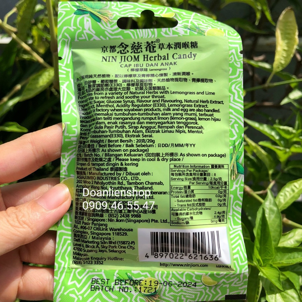 Kẹo ngậm Xuyên Bối Tỳ Bà Cao Nin Jiom – Singapore-Vị Chanh Sả