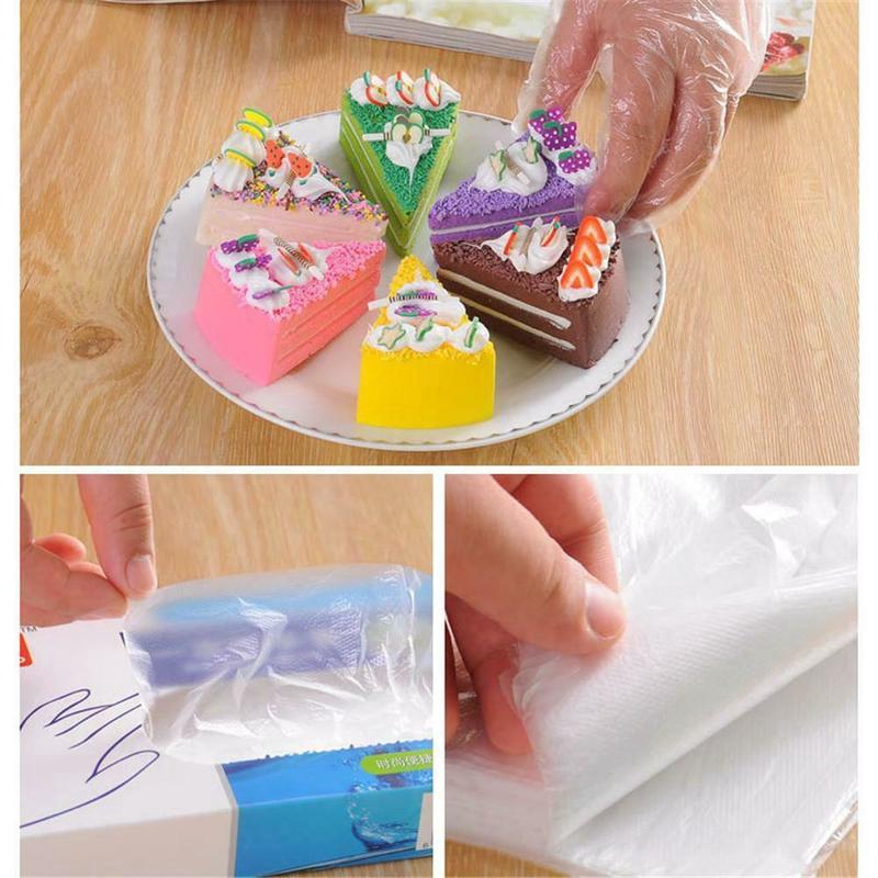 100/200 Pcs Eco-friendly Transparent PE Gloves/ Disposable Plastic Household Protective Gloves/ Restaurant Service, Kitchen Hygiene, Barbecue,One-off Food Processing Gloves