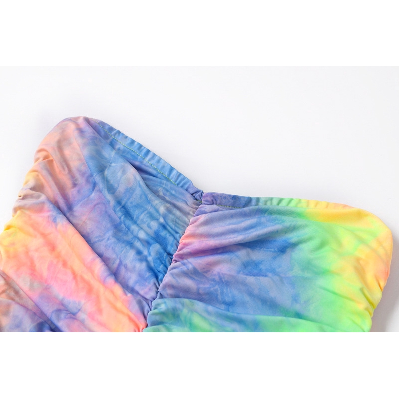 COD Sexy Strapless Muliticolor Print Slim Dress Women Sleeveless Bodycon Midi Dress | BigBuy360 - bigbuy360.vn