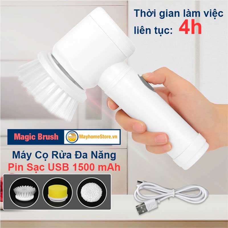 Máy Cọ Rửa Vệ Sinh Đa Năng Sạc USB 1500mAh, Bàn Chải  ĐiệnVệ Sinh Bếp- Bồn Rửa Mặt - Tee &amp; Mee