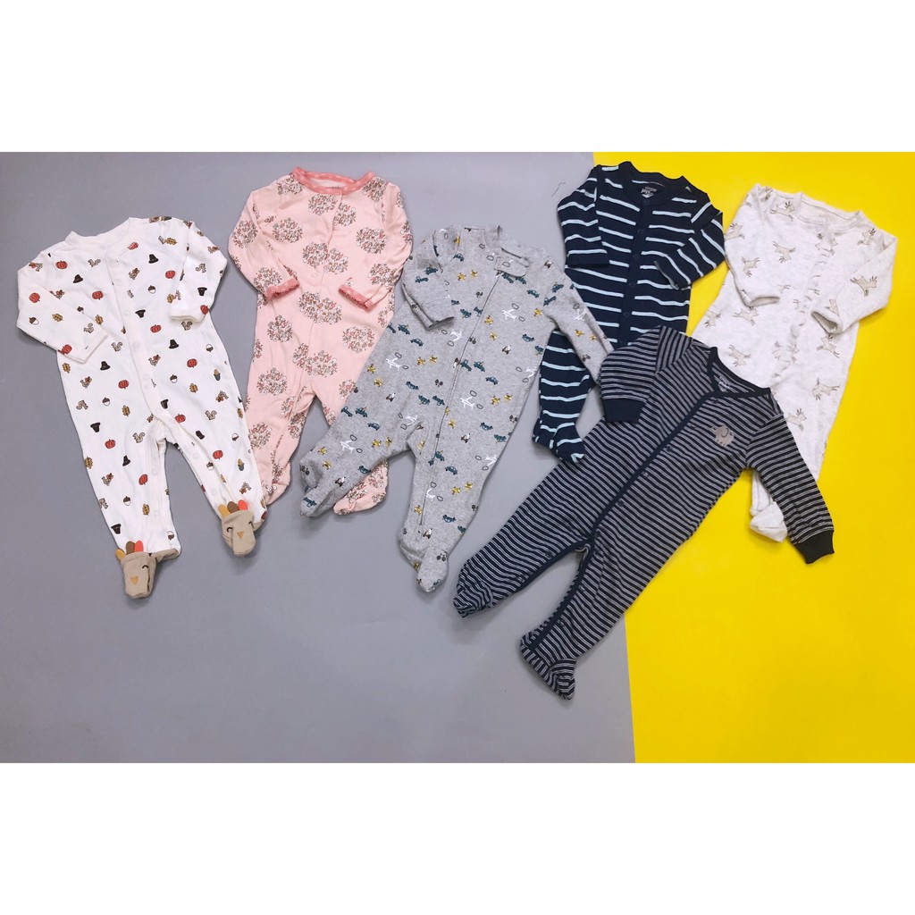 Sleepsuit Cotton, Body Sleep, Body Dài Tay Liền Thân Liền Tất Mix Hãng Cho Bé Hàng Xuất Dư Xịn Sò