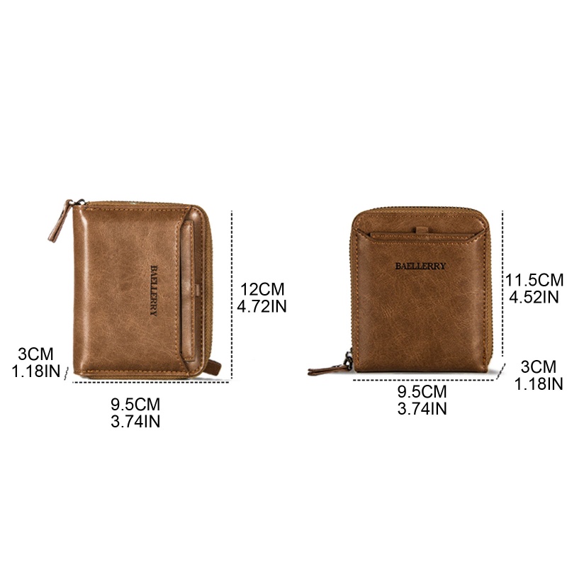 Ví Da PU Dáng Ngắn Có Khóa Kéo Phong Cách Vintage Cho Nam