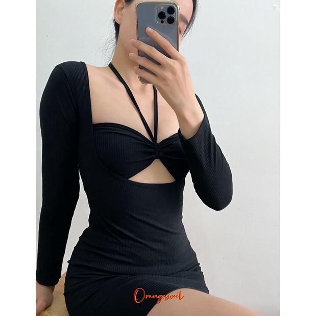 Đầm Body Tay Dài Khoét Ngực Cao Cấp  TDKN