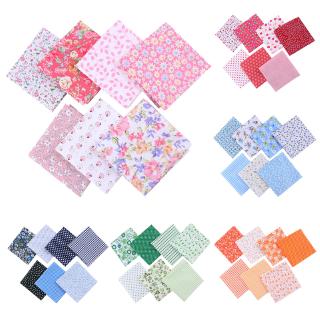 Set 7 Miếng Vải Cotton Hình Vuông Họa Tiết Hoa Dùng May Vá