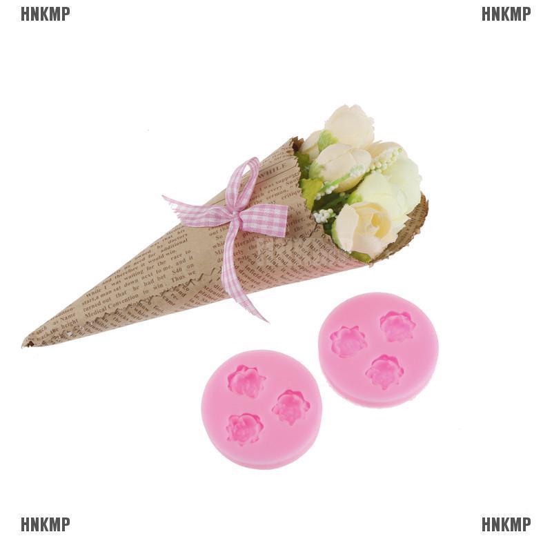 HNKMP Khuôn Silicone tạo hình hoa hồng 3D trtrí bánh