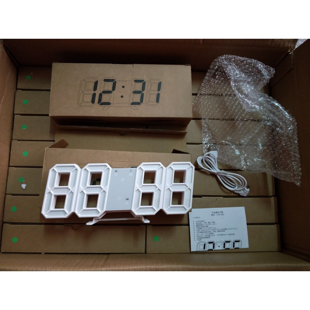 Đồng hồ led 3D thông minh để bàn treo tường báo thức cao cấp chính hãng D-ZINER H01 trang trí nhà cửa
