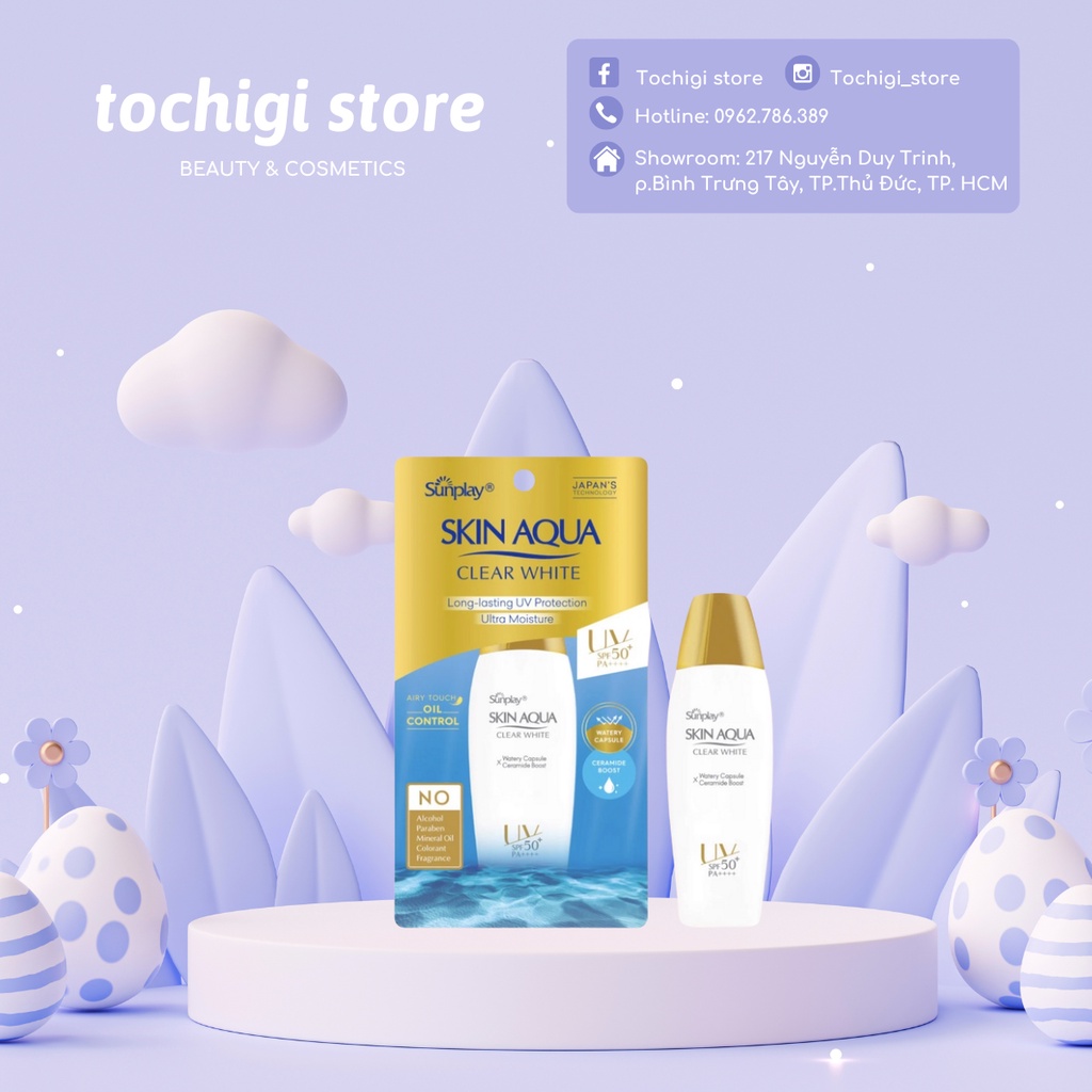 Sữa chống nắng hằng ngày dưỡng trắng cho da dầu Sunplay Skin Aqua Clear White SPF 50+ PA++++ 25g