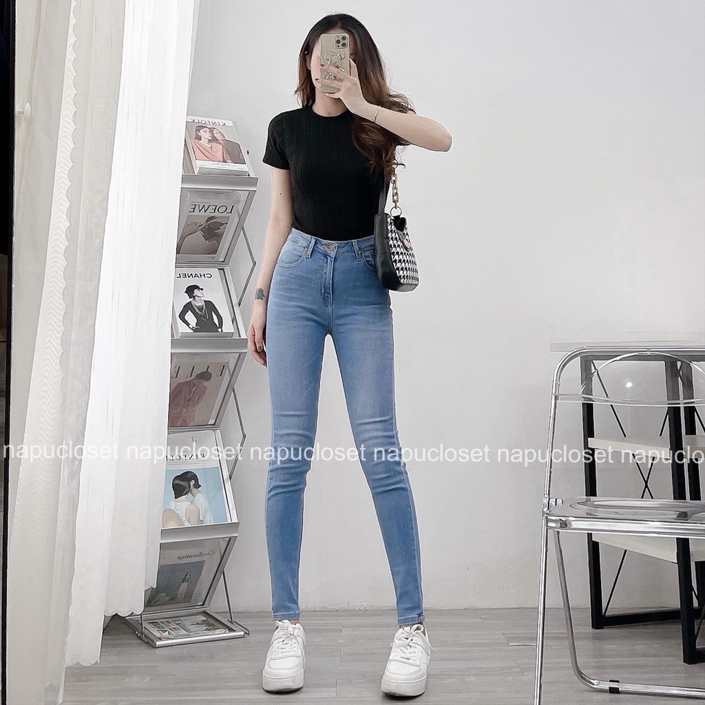 Jeans skinny ôm dài 93cm co giãn QJ650