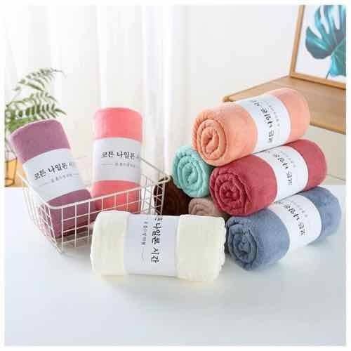 Set 10 khăn mặt Hàn kẻ, mềm mịn, thấm hút tốt 30x50cm