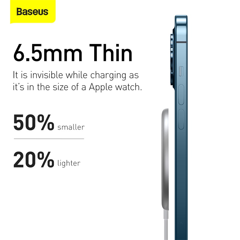 BASEUS Đế Sạc Nam Châm Mini Không Dây Cho Iphone 12