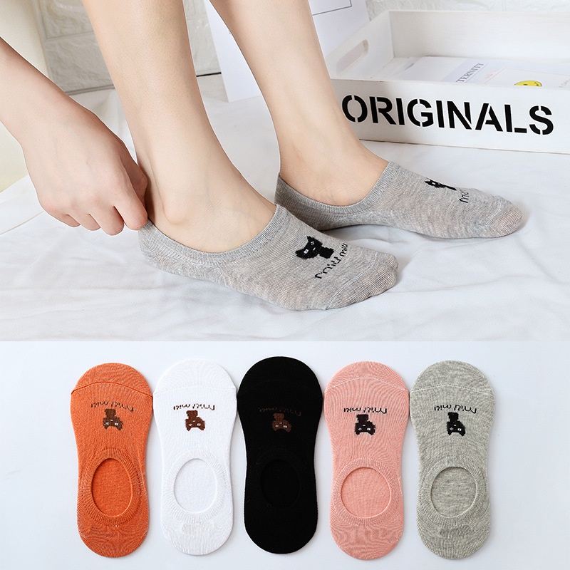 Tất Nữ Hàn Quốc Hoạ Tiết Mèo Xinh Xắn Cotton Thấm Hút Mainia Shop