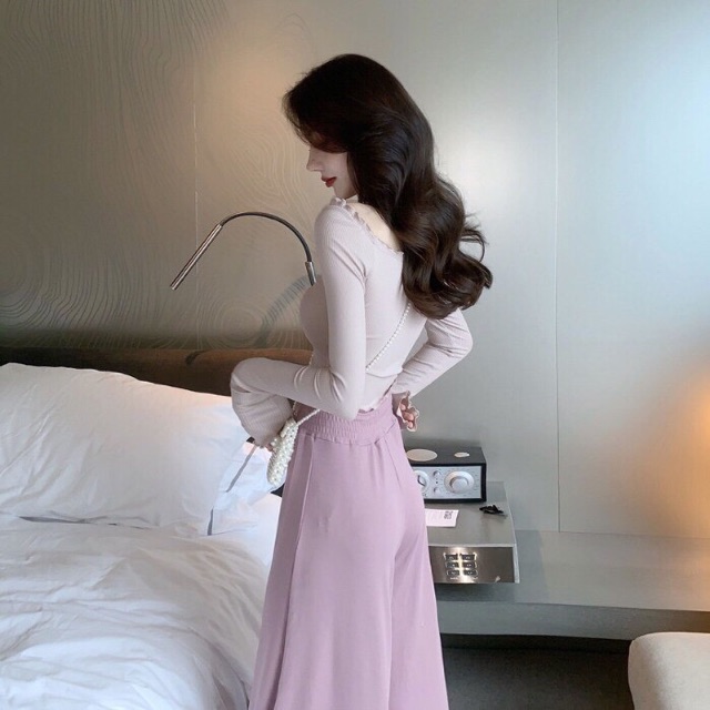 (s51) (ORDER) SET ÁO RÚT NGỰC + QUẦN ỐNG RỘNG BASE HỒNG | BigBuy360 - bigbuy360.vn