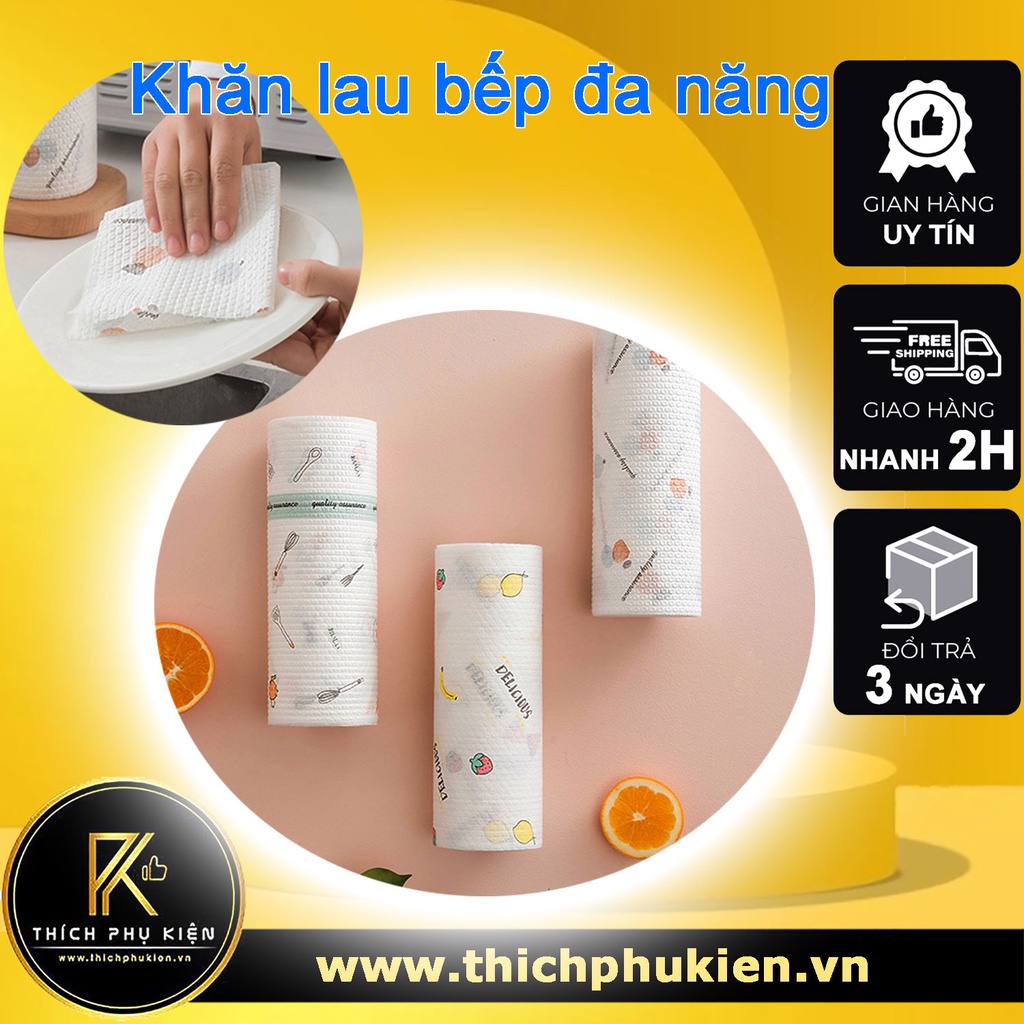 CUỘN 50 Khăn Lau Nhà Bếp Đa Năng SIÊU THẤM, SIÊU DAI Giẻ Lau Tô, Chén, Dĩa
