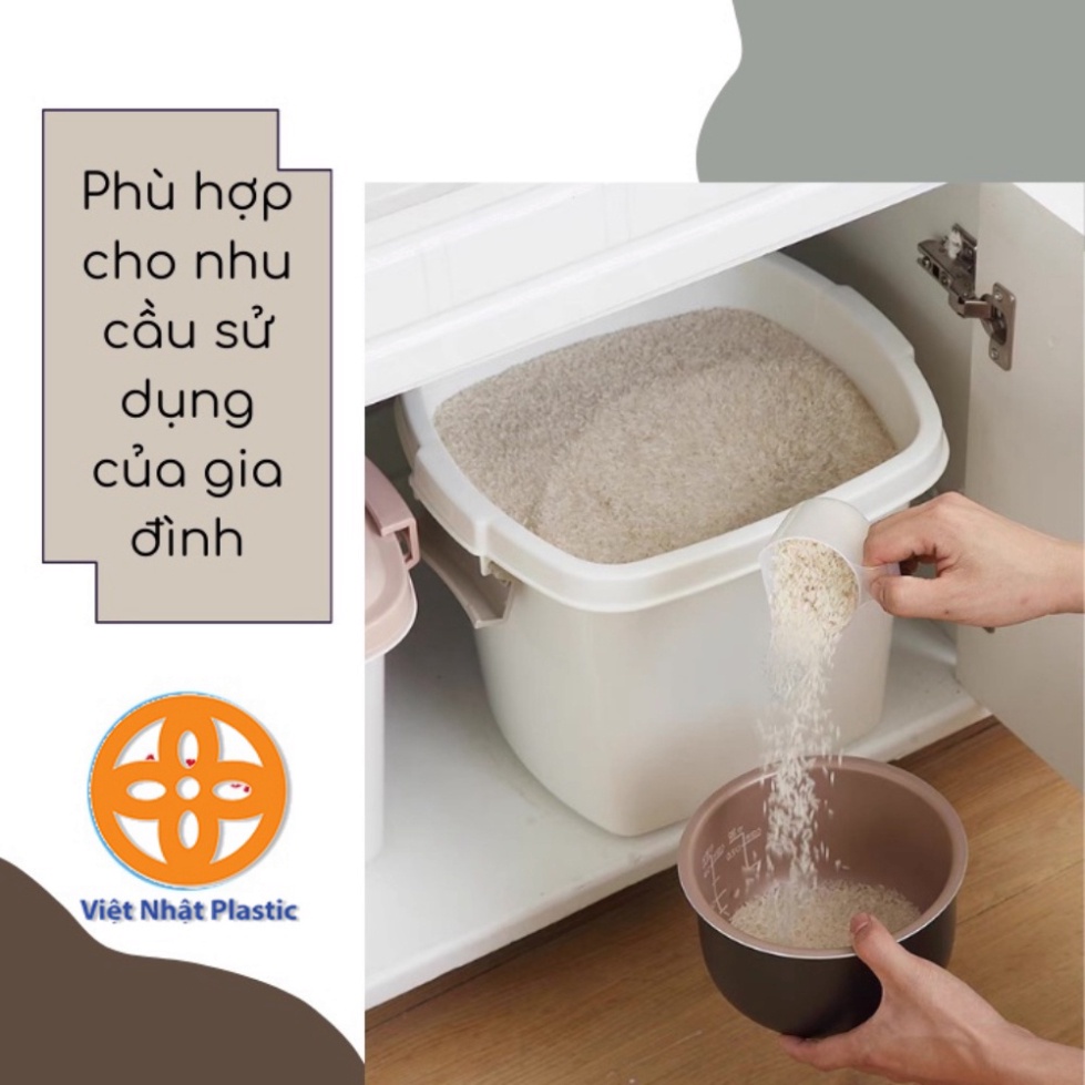 Thùng đựng gạo 10l nhựa Việt Nhật, thùng nhựa đựng thực phẩm có nắp 5351