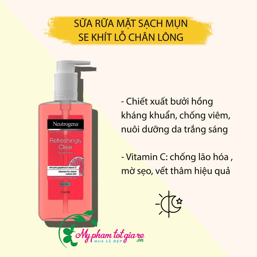 Sữa Rửa Mặt Bưởi Hồng Neutrogena Refreshingly Clear Facial Wash 200ml Mẫu mới