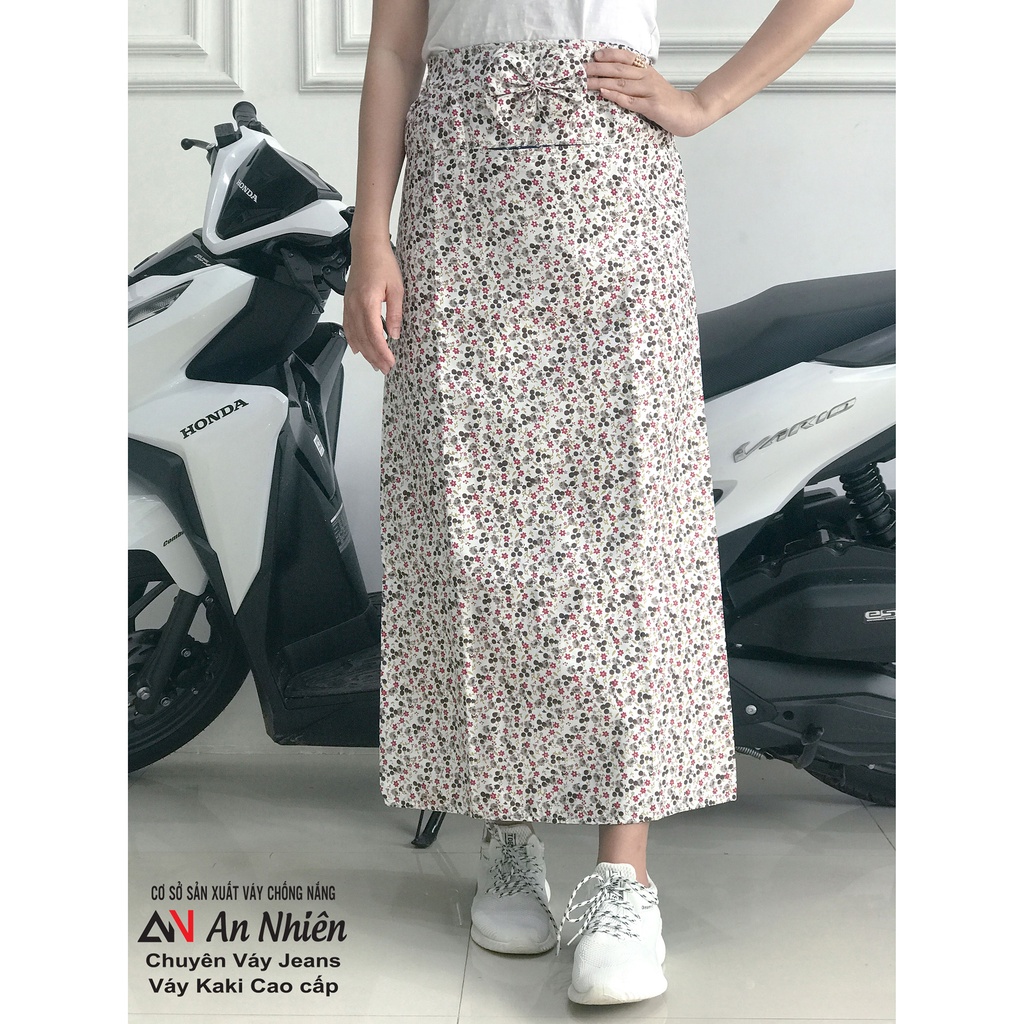 Váy chống nắng kate thô giá hạt rẻ may 2 lớp dùng được 2 mặt cố định bằng miếng dán + nút  bấm