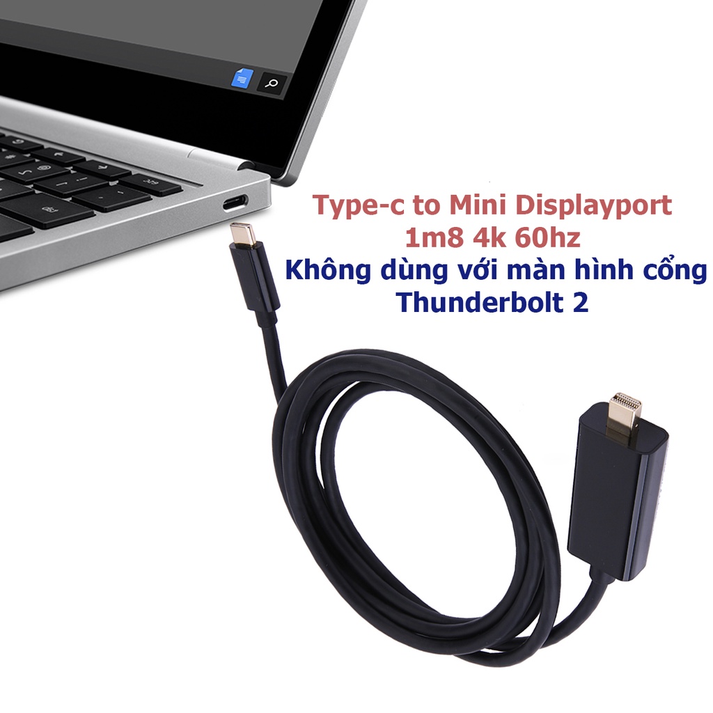 [Mã ELHACE giảm 4% đơn 300K] Cáp USB C to Displayport, Type-C ra mini DP dài 1m8 4k 60hz