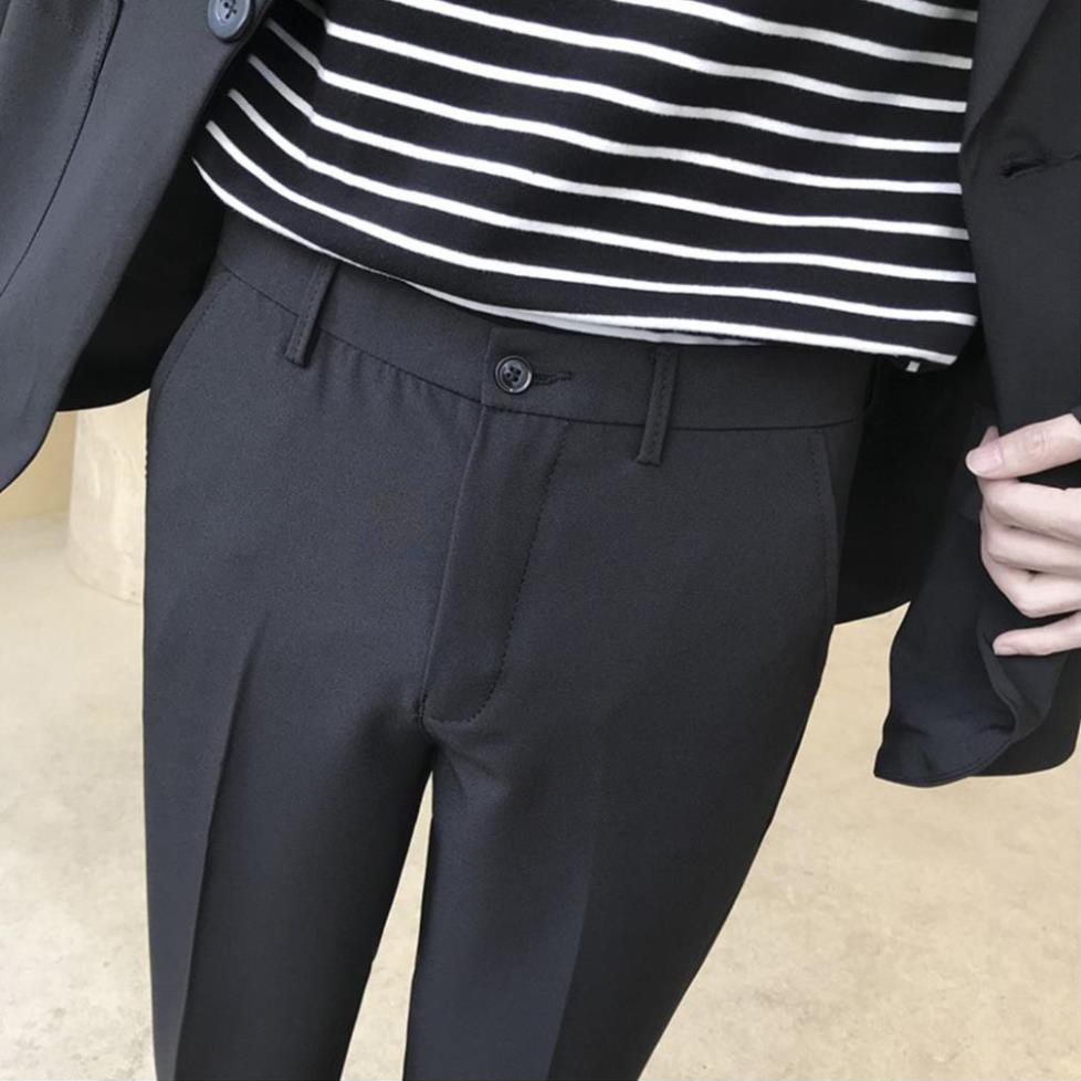 [May Thủ Công]Quần Tây, Quần Vải Nam Màu Đen Dáng Baggy Vải Co Giãn, Không Xù Phong Cách Hàn Quốc Hot Trend 2020-V01 | BigBuy360 - bigbuy360.vn