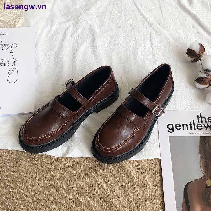 Giày da nữ size lớn 35-44 41 màu đen phong cách Lolita