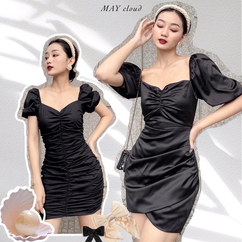 Đầm Đen Lụa Thắt Eo