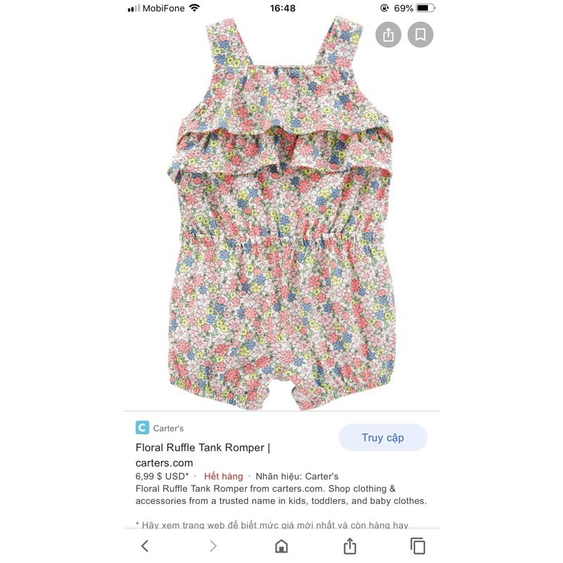 Jumsuit Carters xuất xịn cho bé