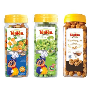 Chính hãng combo đậu phộng tân tân mè trắng 240g – đậu phộng snack & đậu thập cẩm 200g – đậu phộng hòa lan wasabi 190g
