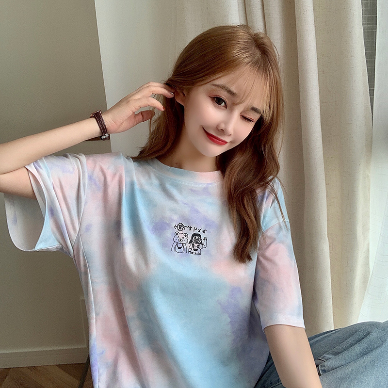 SUXI Áo Thun Tay Ngắn Cổ Tròn Thiết Kế Dáng Rộng Che Khuyết Điểm