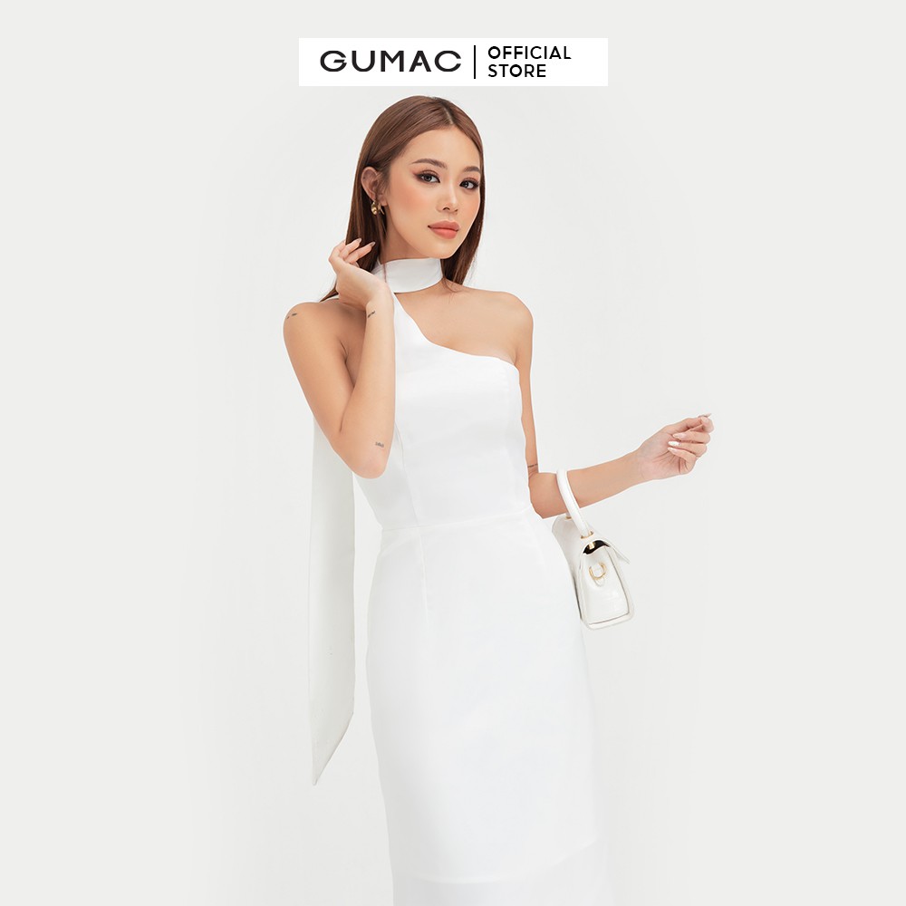 [Mã MABR07062 giảm 8% tối đa 50K đơn từ 249K] Đầm ôm nữ cúp ngực dây cổ GUMAC màu trắng ôm body quyến rũ DB472 | BigBuy360 - bigbuy360.vn
