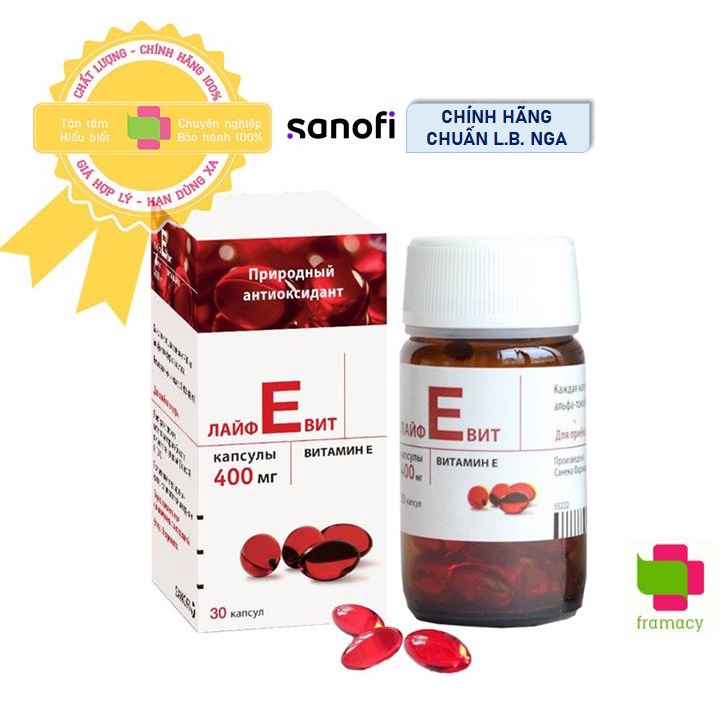 Vitamin E đỏ 400mg Nga (30 viên) giảm lão hóa, ổn định nội tiết cho phụ nữ từ 12 tuổi trở lên