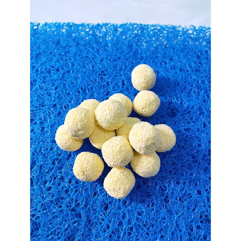 Sứ bi vàng lọc nước cho hồ cá - Lọc tràn- Vật liệu lọc