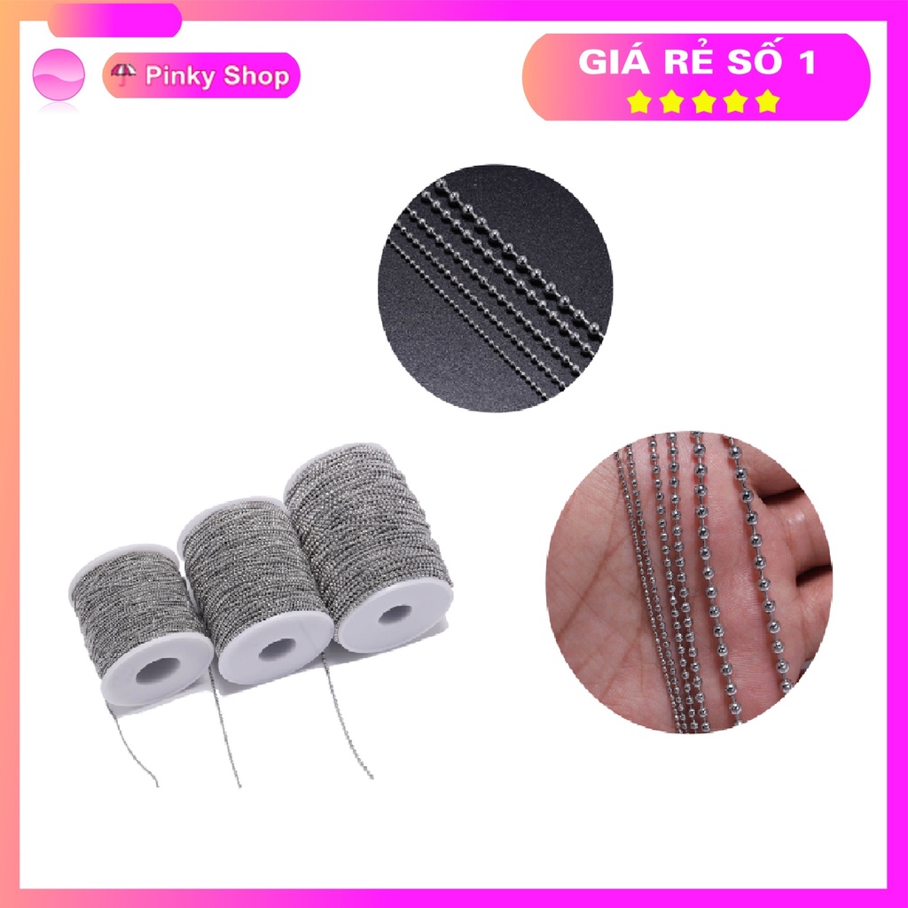 Dây bi sắt 2mm dài 1 mét màu bạc làm trang sức phụ kiện handmade Pinky Shop mã DB2MM