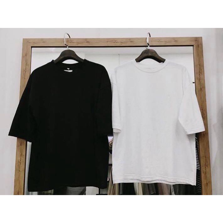 Áo thun trơn nam nữ phông trơn Unisex tay lỡ form rộng cổ tròn màu Đen, Trắng - ZADOAL FASHION