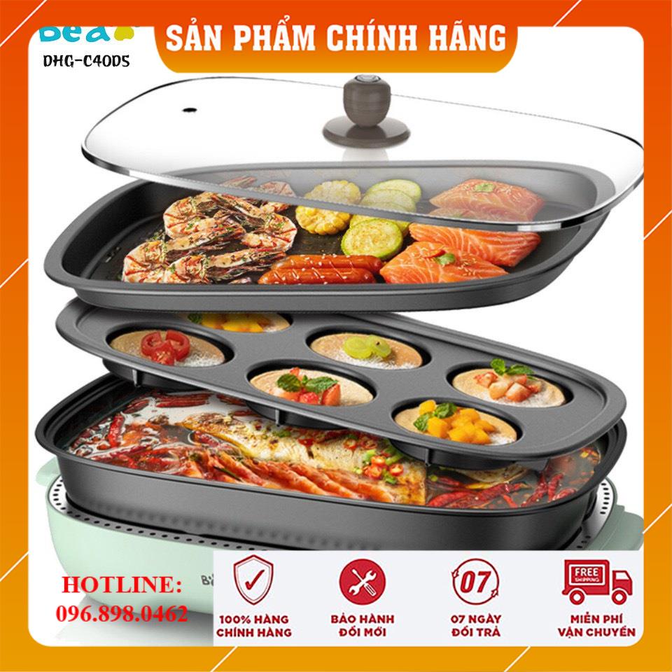 Bếp Nướng Điện Không Khói 3 Khay BEAR Chính Hãng [HOT], Nồi Lẩu Nướng - Bếp Lẩu Nướng 3 In 1 Loaị Nồi Lẩu Điện Đa Năng