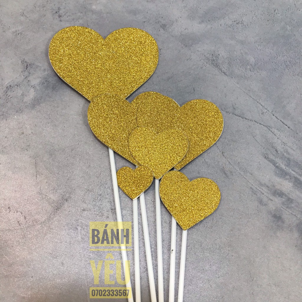 Que Cắm Giấy Kim Tuyến Trang Trí Bánh Kem