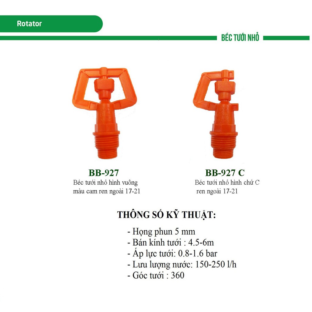 BÉC TƯỚI CÂY BB 927 RN 17 21