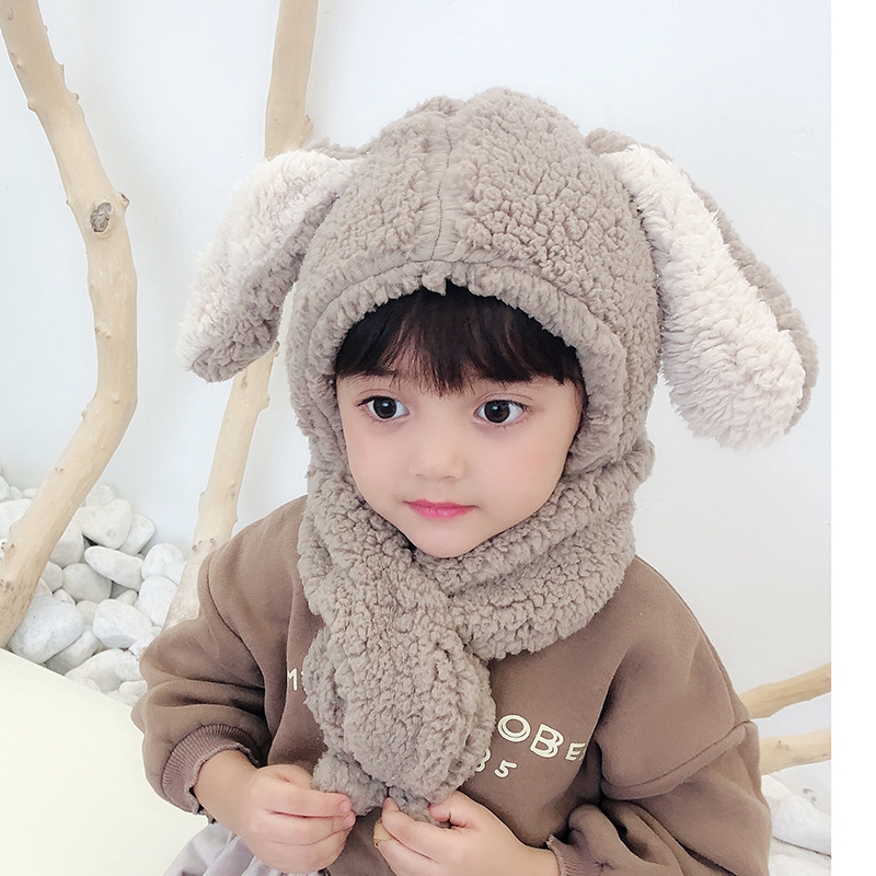 Mũ trùm đầu kèm khăn choàng cổ giữ ấm tai kiểu dáng công chúa dễ thương cho bé
