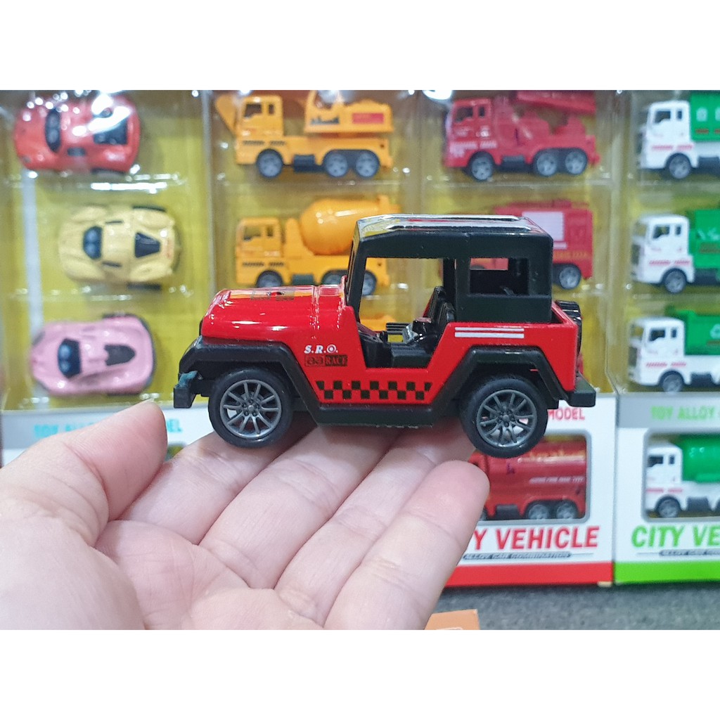 Xe Mô Hình Đồng Giá 25k - Mã JT8012-02   . Xe Jeep Đồ Chơi Size Mini Màu Đỏ