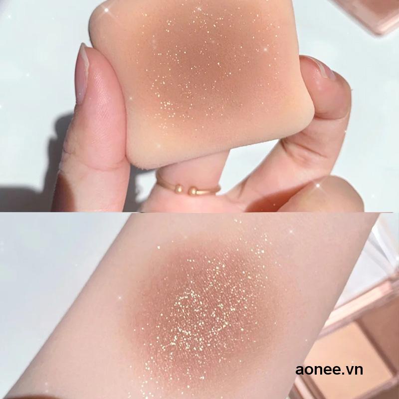 ✨✨Bảng phấn mắt 4 màu họa tiết gấu đáng yêu trang điểm màu nude hiệu ứng sequin ánh ngọc trai có độ bóng cao