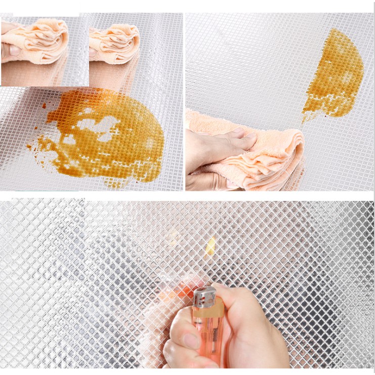 1 mét decal giấy dán bếp tráng nhôm ô chéo bạc khổ 60cm keo sẵn bóc dán