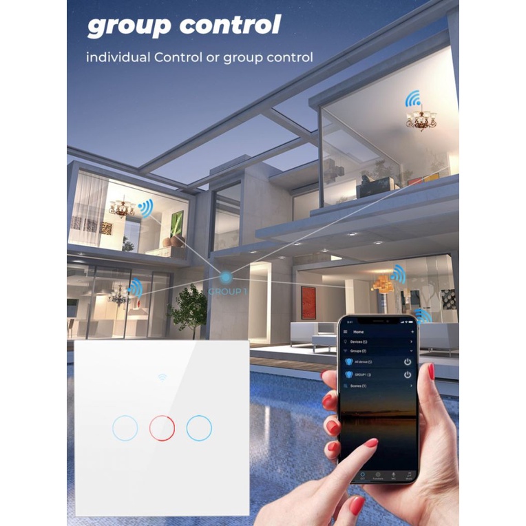 Công Tắc Cảm Ứng Thông Minh Wifi 1 / 2 / 3 / 4 Gang Tuya 433mhz Cho Alexa Và Google Home Đen | BigBuy360 - bigbuy360.vn