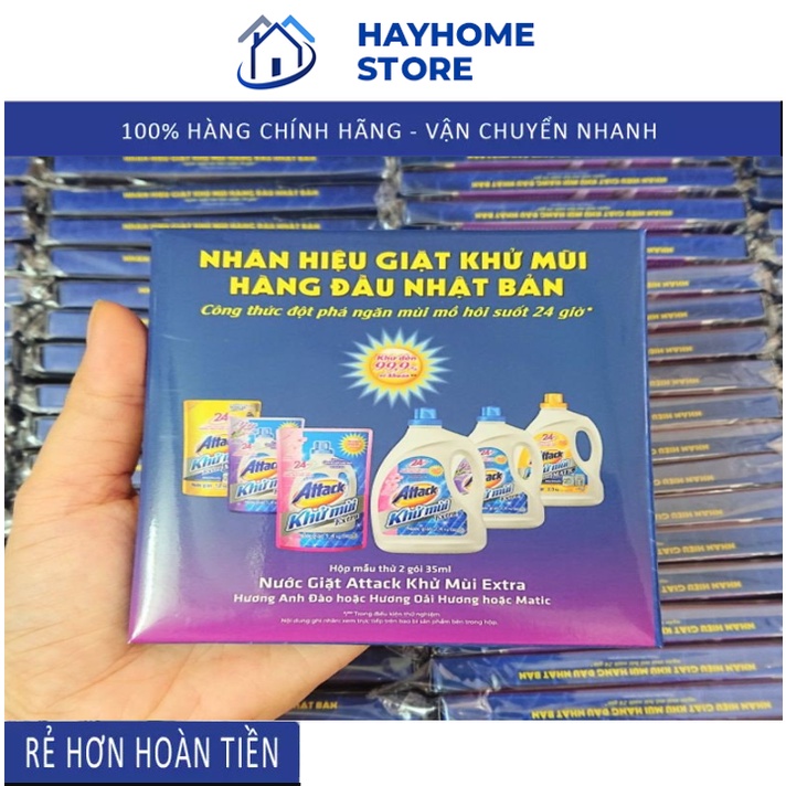 Gói Nước Giặt Attack Chính Hãng, Công Nghệ Nhật Bản Siêu Sạch, 35ml