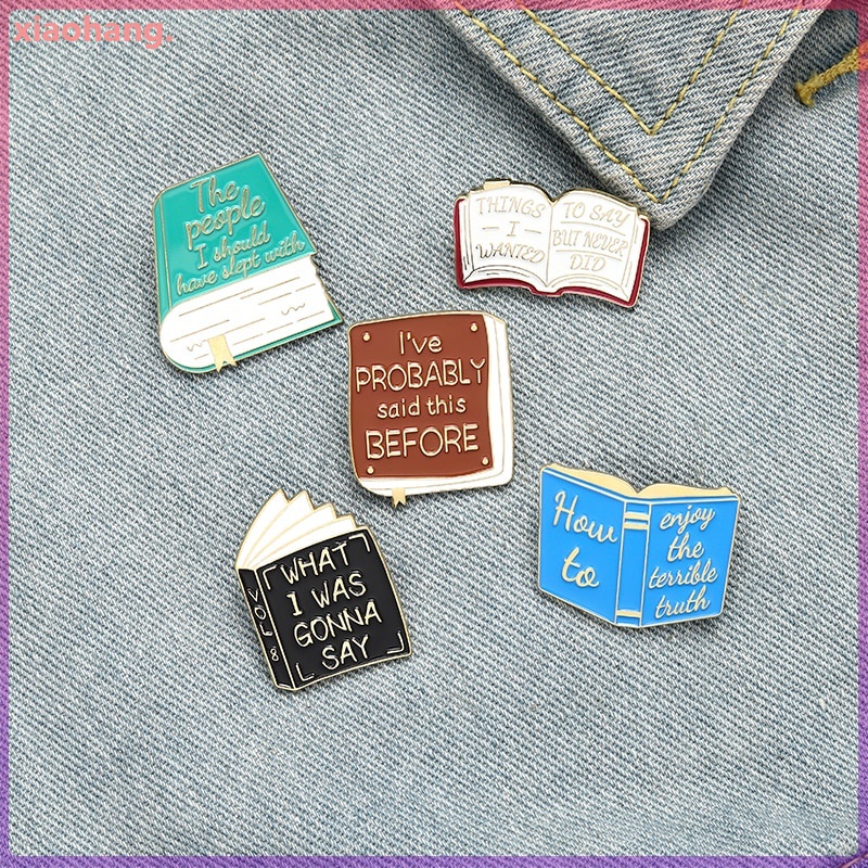 Huy hiệu cài áo hình quyển sách Library tráng men vui nhộn làm quà tặng cho bạn bè