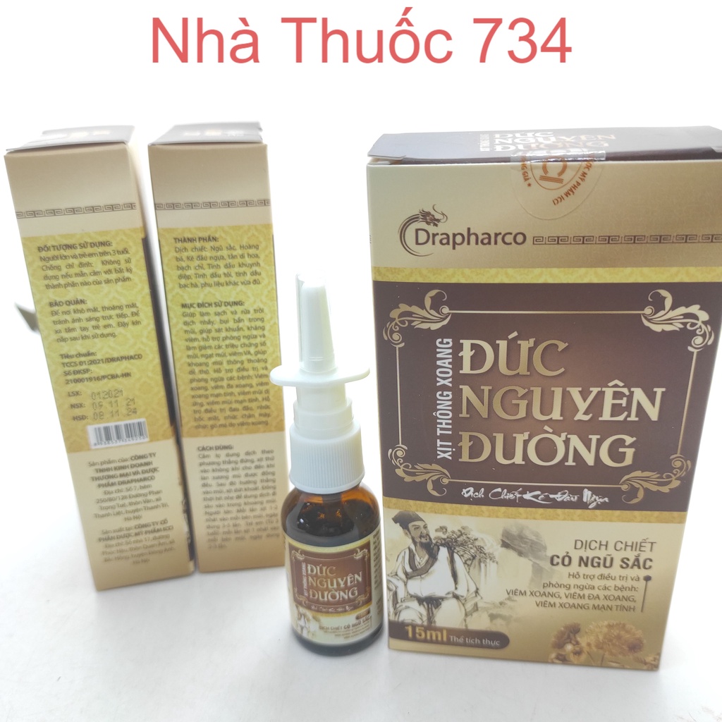 Xịt Mũi Ngũ Sắc Đức Nguyên Đường - Làm Sạch Mũi, Thông Mũi - Lọ 15ml