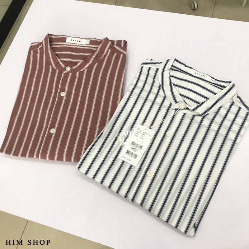 Áo sơ mi linen cổ trụ Ugiz Hàn Quốc chính hãng