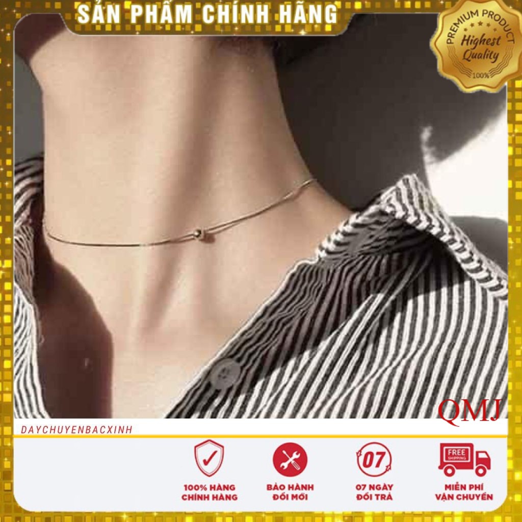 DÂY CHUYỀN 1 BI - ĐEO SÁT CỔ- Trang sức QMJ cam kết Bạc Chuẩn, sáng đẹp, chất lượng