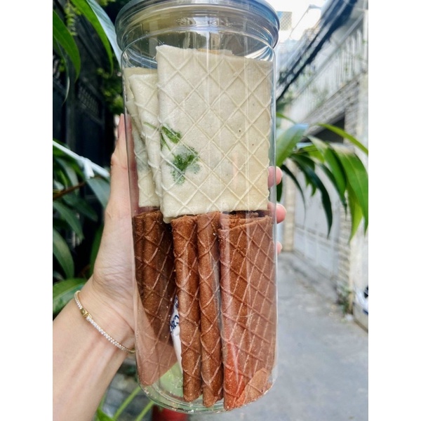 Bánh Kẹp Ngò Mix Bánh Kẹp Ca Cao Lom 350Gram [FREE SHIP]TỪ ĐƠN 50K, [Loại Đặc Biệt] Hàng ngon nhà làm