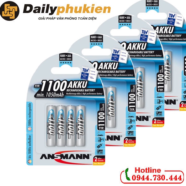 Pin sạc AAA ANSMANN 1100mAh vỉ 4 viên dailyphukien