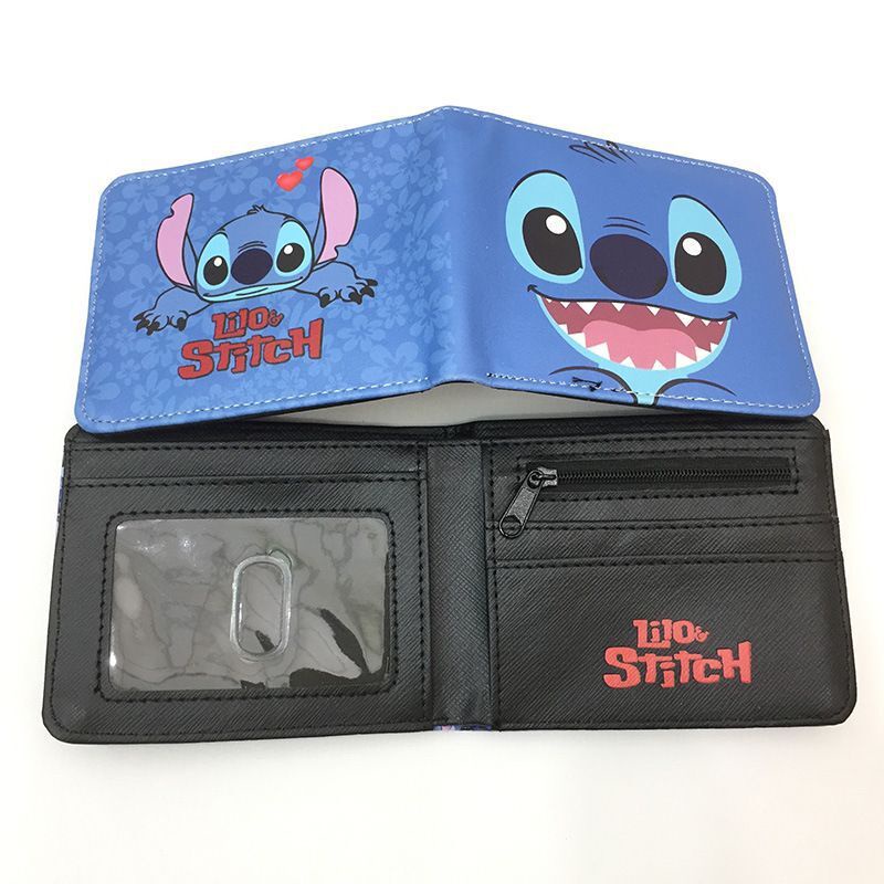 Ví Da PU Dáng Ngắn In Hình Stitch Hoạt Hình Disney Dễ Thương Cho Bé