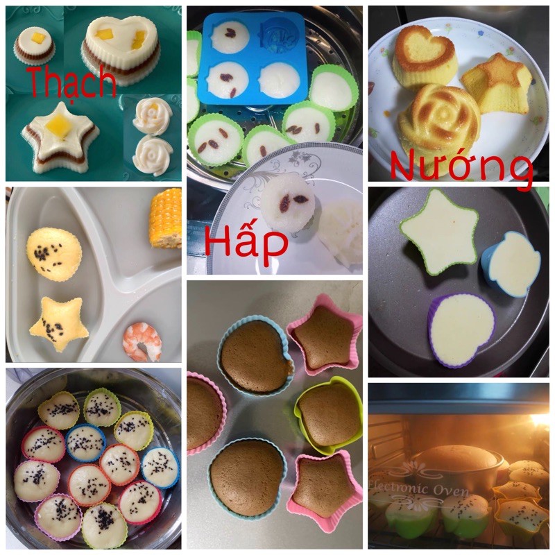 Khuôn silicon làm bánh muffin, cupcake, bánh hấp, thạch